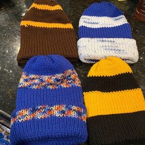 NWOT Hand-Knit Set of 4 Winter Hats